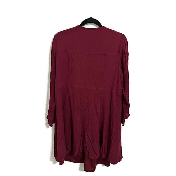 Torrid Dress Size 1/14-16 Women's Mini Gauze Lace Up Skater Maroon Long Sleeve - Picture 3 of 4